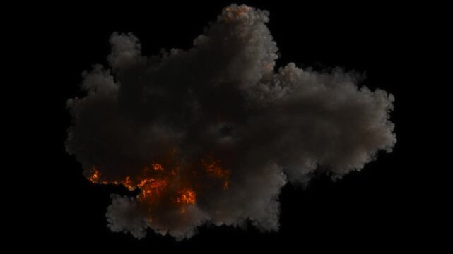 Explosion fire bomb isolated on black backgrounds animated 4k