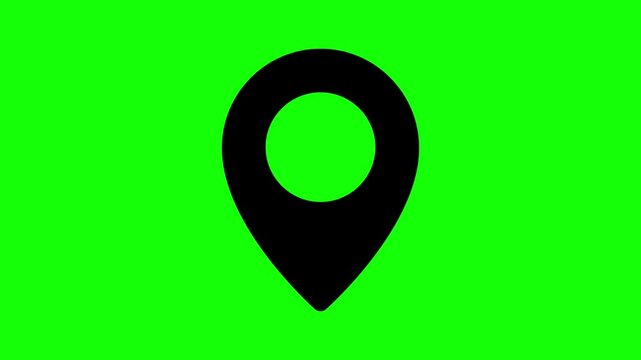 Location Pin Icon Green Screen Animation | GPS Map Marker Chroma Key 4K