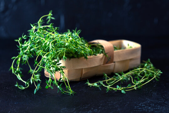 Fresh Thyme in a basket.