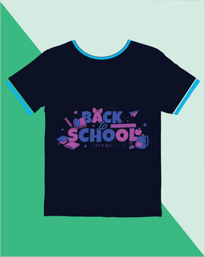 Back to School T Shirt Design Featuring School Supplies Illustration