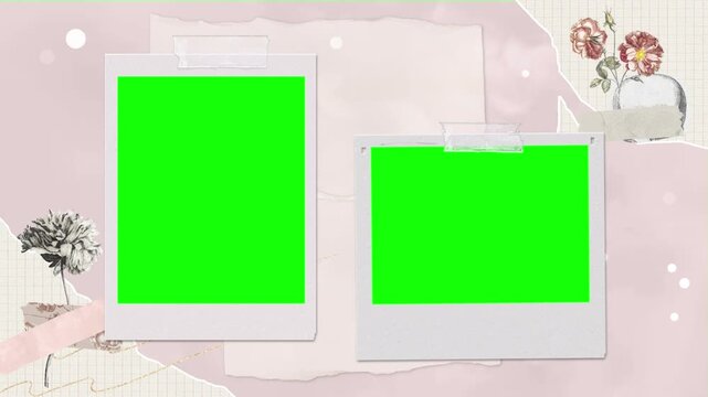 Animated Polaroid Photo Frames Mockup with Green Screen Chroma Key for Video Editing