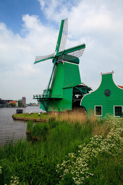 Windmills near Dutch village