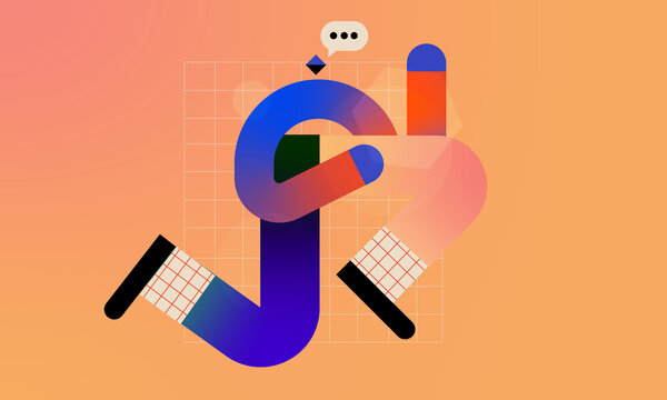 Abstract Person Working Online a Chat Message