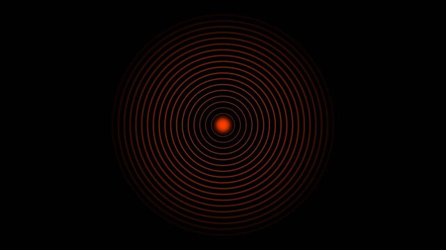 Abstract red concentric circles radiating from four glowing points on black background