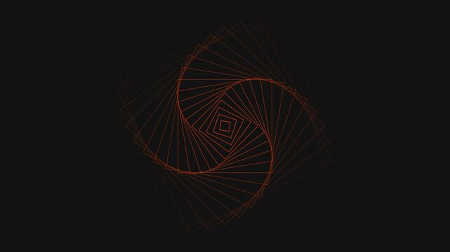Abstract red concentric squares rotating in a ripple pattern on a black background