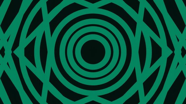 Abstract geometric pattern with concentric circles and green lines