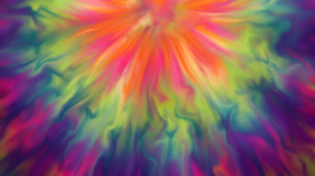 Vibrant tie dye background texture | Psychedelic neon rainbow burst pattern | Colorful abstract swirl digital wallpaper | 70s retro trippy art backdrop