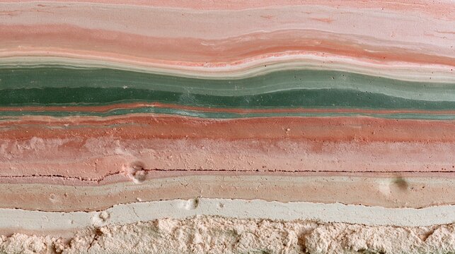 Nerikomi laminated clay slab with pink sage and cream layered bands