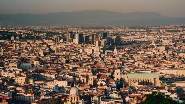 Naples Skyscrapers near the central station aerial time lapse