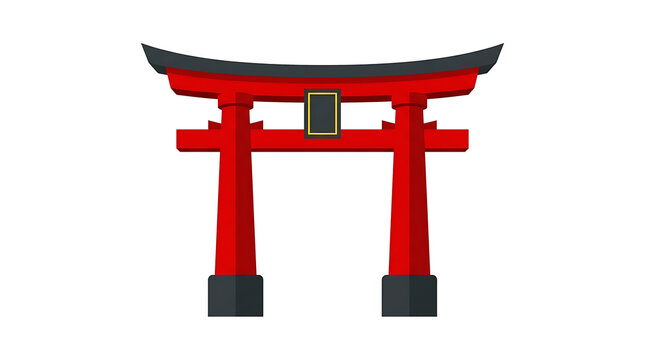 Red Japanese torii gate symbol for Shinto shrine entrance isolated on transparent background . Ai Generated