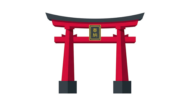 Red Japanese torii gate symbol for shrine or temple entrance isolated on transparent background . Ai Generated