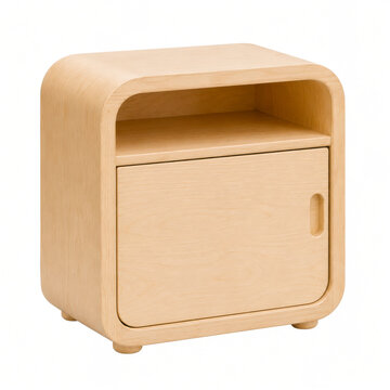 Curved Wooden Bedside Cabinet With Rounded Modern Storage Design