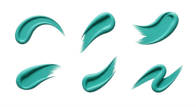 cyan paint swatches on white background various strokes of cyan paint isolated for design elements and cosmetics visuals