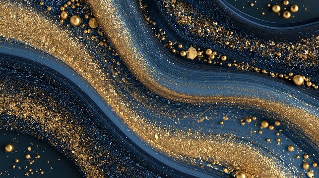 Abstract fluid art with gold accents and swirling patterns, showcasing a luxurious and dynamic composition