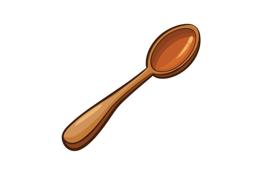 Wooden spoon vector illustration isolated on white background
