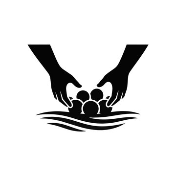 Hands planting bulbs in soil vector illustration