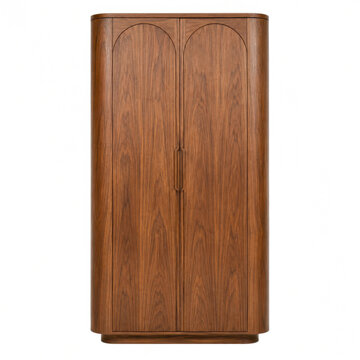 Walnut Storage Cabinet With Elegant Contemporary Wooden Door Design