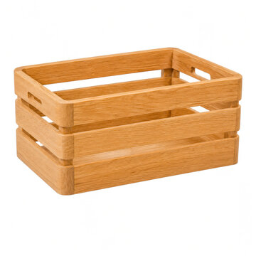 Wooden Storage Crate With Open Slatted Rustic Construction Design