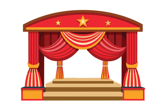 Theater stage with red curtains vector illustration isolated on white background