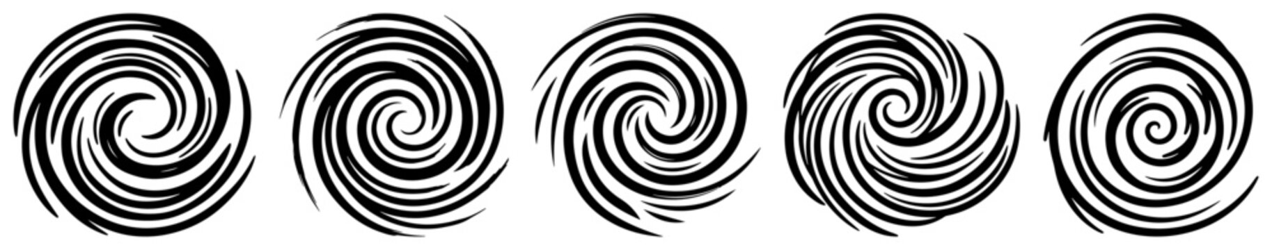 Spiral vortex swirls and circular whirlpool patterns in minimalist graphic style