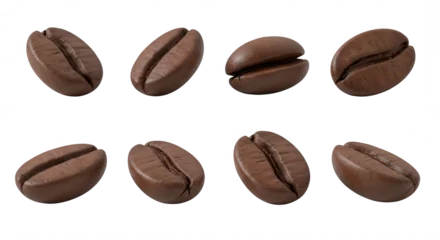 close-up of roasted coffee beans isolated on a white background coffee preparation for a food and beverage industry use © kuuro