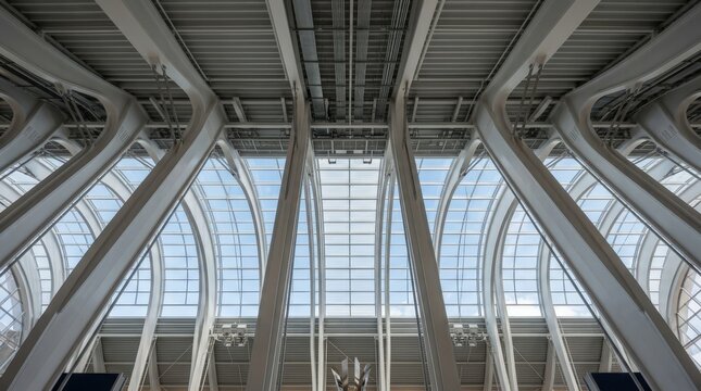 Modern Architectural Glass Ceiling, Abstract Interior Design of Contemporary