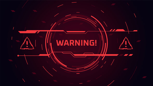 Alert hud background. Danger message cyber ui military system, game screen hacker error futuristic technology detect attention cyber digital circle interface vector illustration