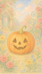 Fototapeta premium Whimsical pumpkin garden mobile wallpaper