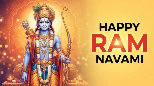 Ram Navami Template Background for Social Media, Space Text