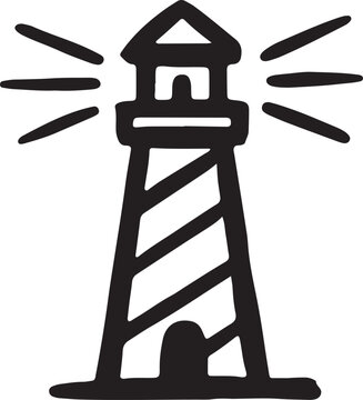 Minimalist hand-drawn sketch of a lighthouse beacon illustration with lighthouse