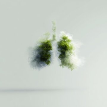 human lungs illustration formed by deforestation and pollution environmental health concept
