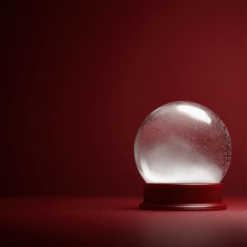 christmas snow globe podium stage with red background festive product display