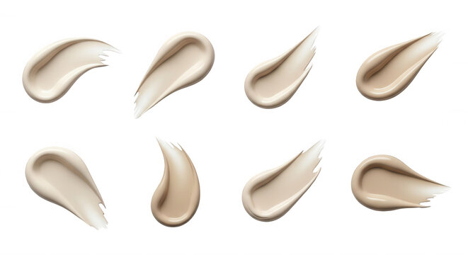swatches of makeup foundation on white background texture and color variations cosmetic product promotion