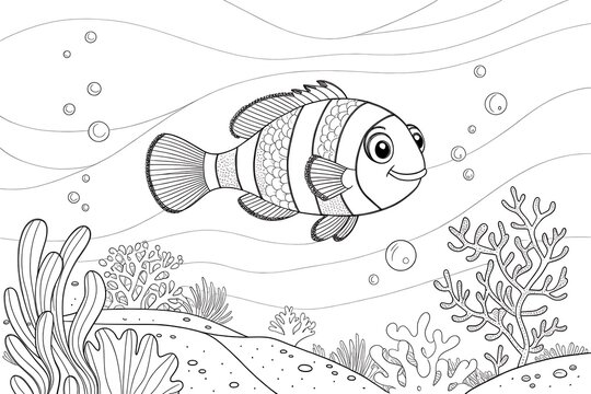 Clownfish swimming near coral reef underwater