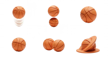 basketballs displayed in various actions isolated on white background sports games and competition themes © kuuro