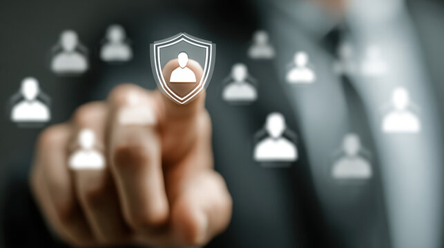 Businessman pressing icon for security Internet online business
