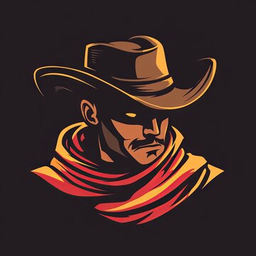 Cowboy outlaw head logo icon design