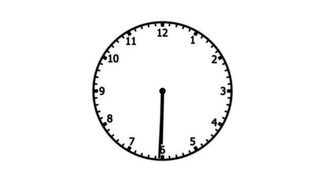 Time lapse of spinning clock animation in 24 Hour. Seamless motion animated footage. White colored watch with hands moves quickly. 
