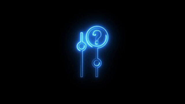 Neon blue interface slider icon featuring a question mark symbol animated on dark background.