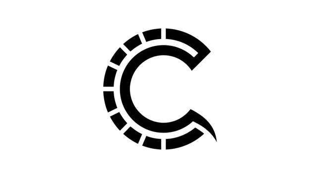 Modern black circular c letter logo design with segmented edges