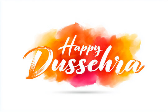 Happy Dussehra calligraphy text lettering on clean white background