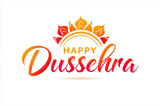 Happy Dussehra calligraphy text lettering on clean white background