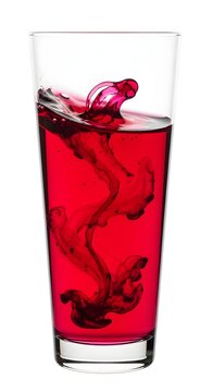 A creatively reimagined version of red liquid swirl motion in transparent glass, isolated product shot, emphasizing style, visual interest, and refined wording.