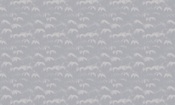 Seamless pattern with stylized white leaves on a textured grey