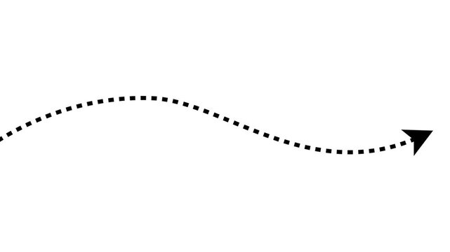 Animated dotted line path with arrowhead, minimalist motion for direction and navigation animation