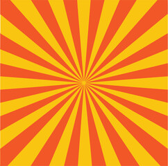 Fototapeta premium Vibrant yellow and orange radial sunburst background for comic book or retro designs.