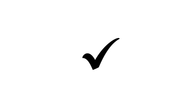 Animated black check mark on white background, for user interface, tick checkbox success, confirm.