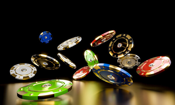Falling casino poker chips 3d