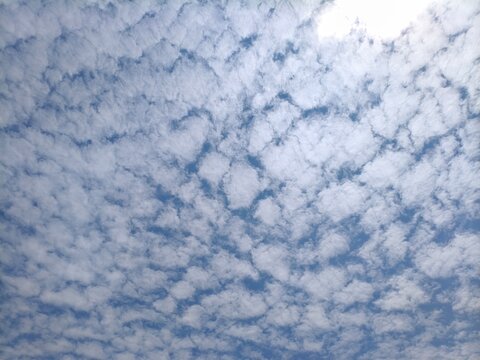 Full frame background of altocumulus cloud pattern on blue sky