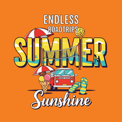 Naklejka premium Vibrant Summer Road Trip Illustration.